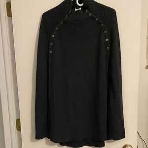 G.I.L.I. Charcoal grey knitted cape with Asymmetric Button Detail